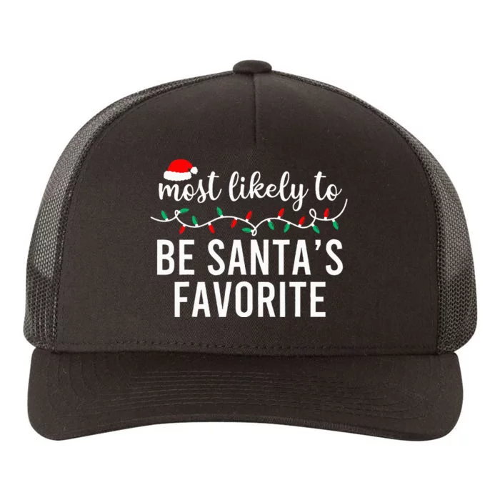 Most Likely To Christmas Matching Family Pajamas Funny Yupoong Adult 5-Panel Trucker Hat