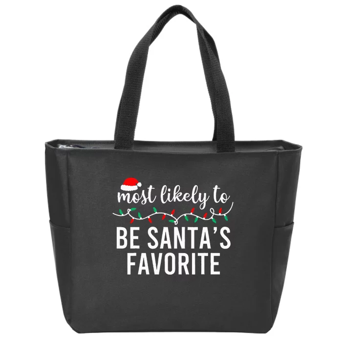 Most Likely To Christmas Matching Family Pajamas Funny Zip Tote Bag