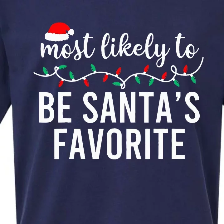 Most Likely To Christmas Matching Family Pajamas Funny Sueded Cloud Jersey T-Shirt