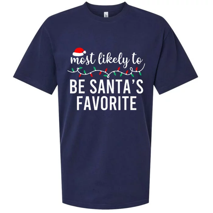 Most Likely To Christmas Matching Family Pajamas Funny Sueded Cloud Jersey T-Shirt