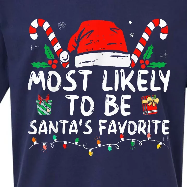 Most Likely To xmas Be Santa's Favorite Matching Family Sueded Cloud Jersey T-Shirt