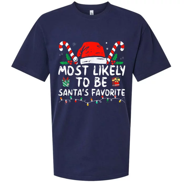 Most Likely To xmas Be Santa's Favorite Matching Family Sueded Cloud Jersey T-Shirt