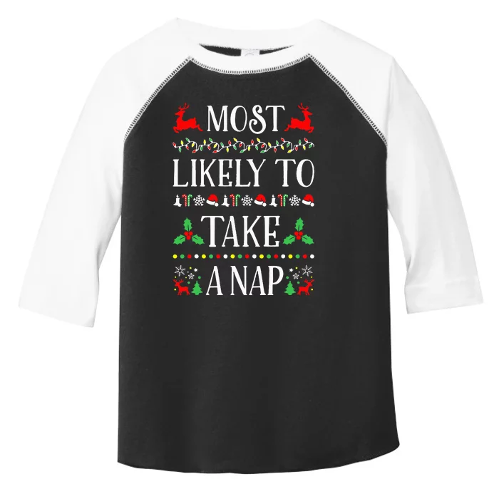 Most Likely To Take A Nap Funny Christmas Toddler Fine Jersey T-Shirt