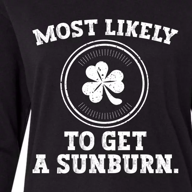 Most Likely To Get A Sunburn Funny St Patricks Day Womens Cotton Relaxed Long Sleeve T-Shirt