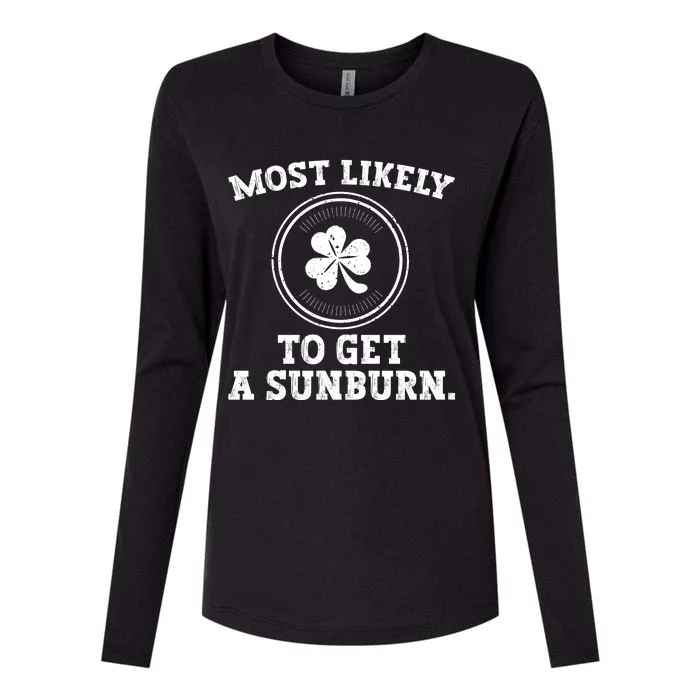 Most Likely To Get A Sunburn Funny St Patricks Day Womens Cotton Relaxed Long Sleeve T-Shirt