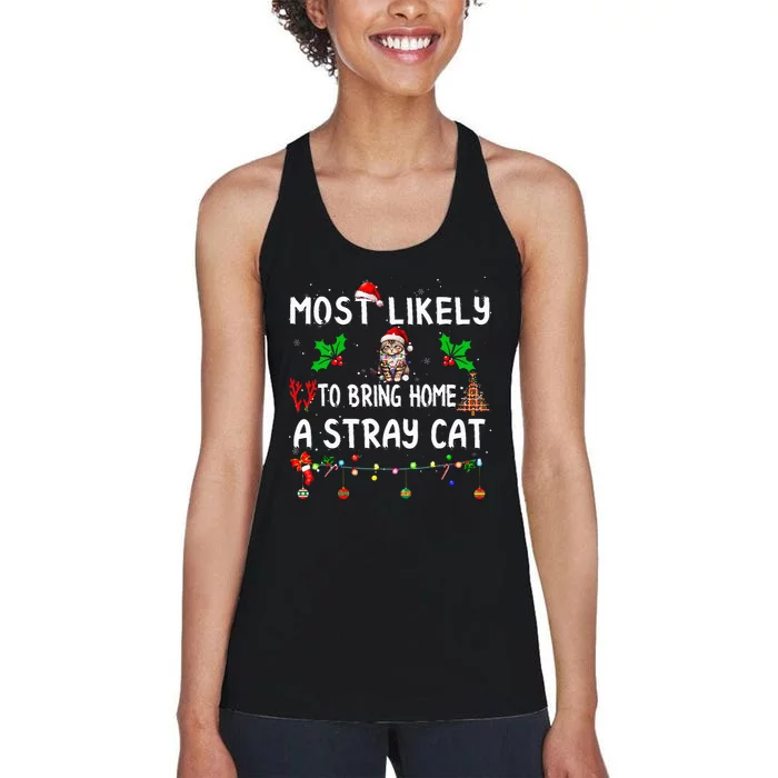 Most Likely To Bring Home Stray Cat Family Matching Women's Racerback Tank