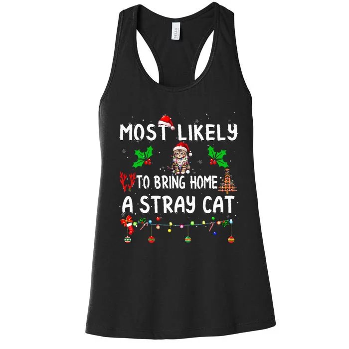 Most Likely To Bring Home Stray Cat Family Matching Women's Racerback Tank