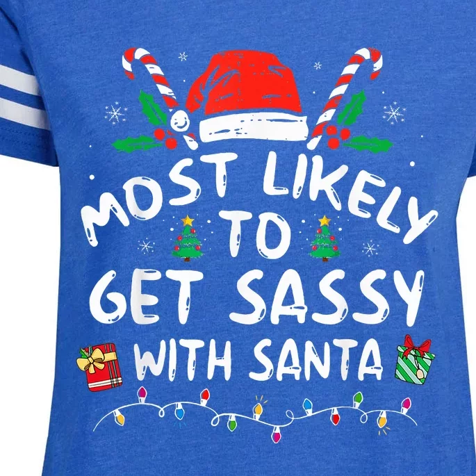 Most Likely To Get Sassy with Santa Family Xmas Enza Ladies Jersey Football T-Shirt