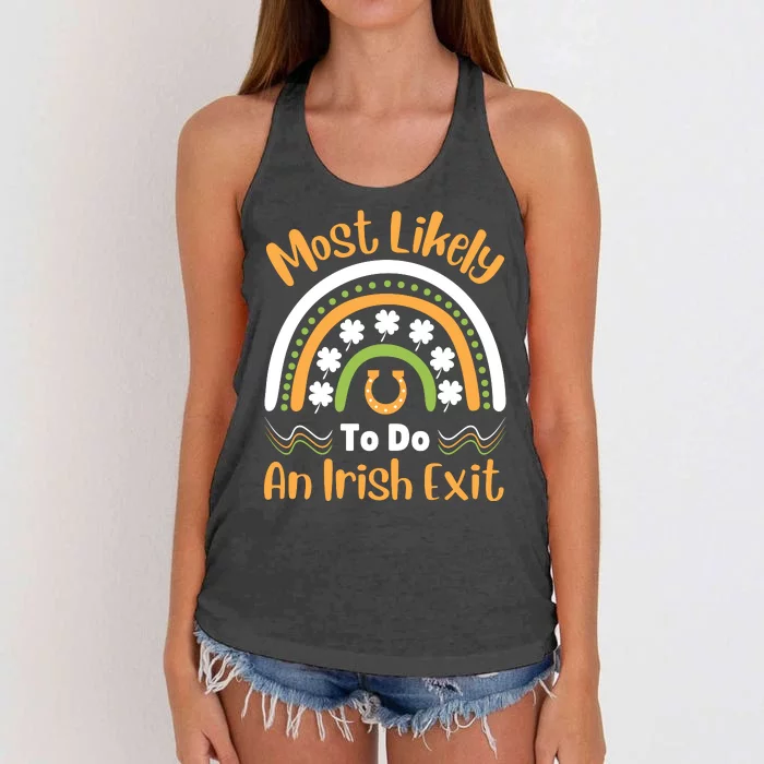 Most Likely To Do An Irish Exit Women's Knotted Racerback Tank