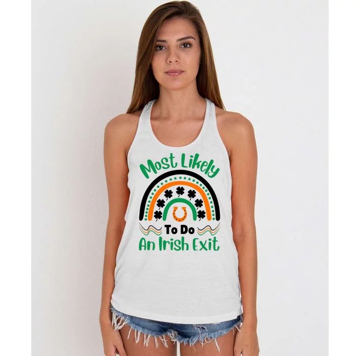 Most Likely To Do An Irish Exit Women's Knotted Racerback Tank