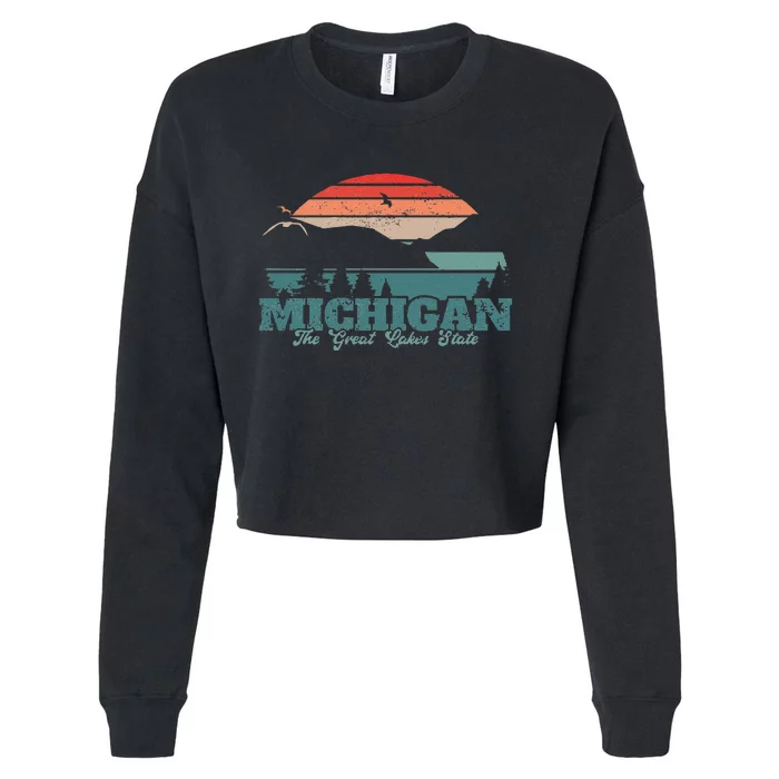 Michigan Lake The Great Lakes State Proud Michigander Cropped Pullover Crew