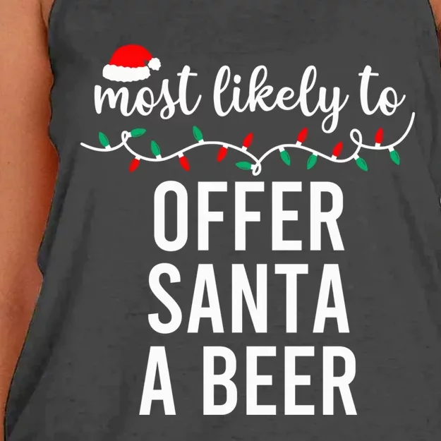 Most Likely To Christmas Shirt Matching Family Pajamas Funny Women's Knotted Racerback Tank