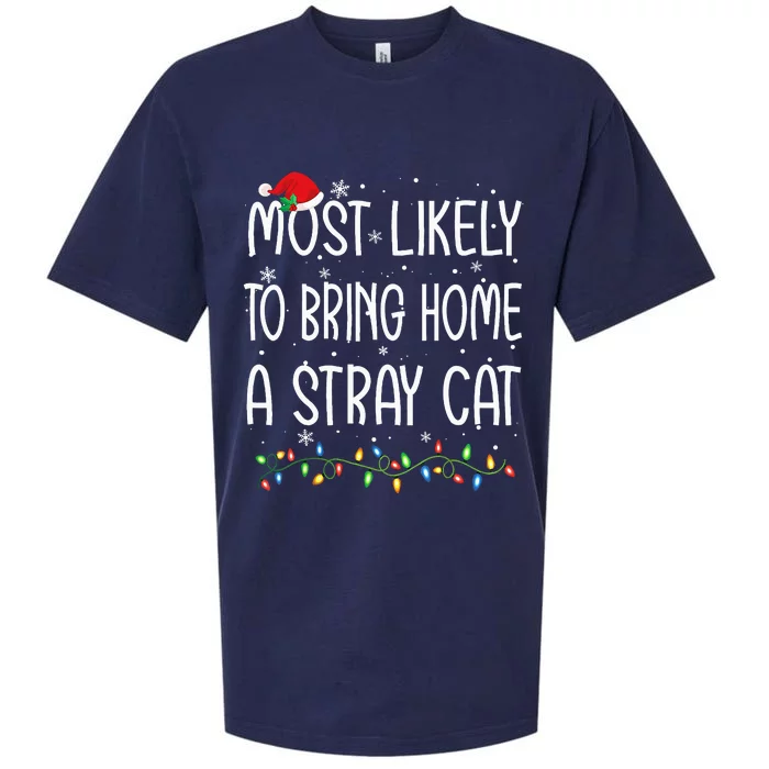 Most Likely To Bring Home A Stray Cat Xmas Matching Sueded Cloud Jersey T-Shirt