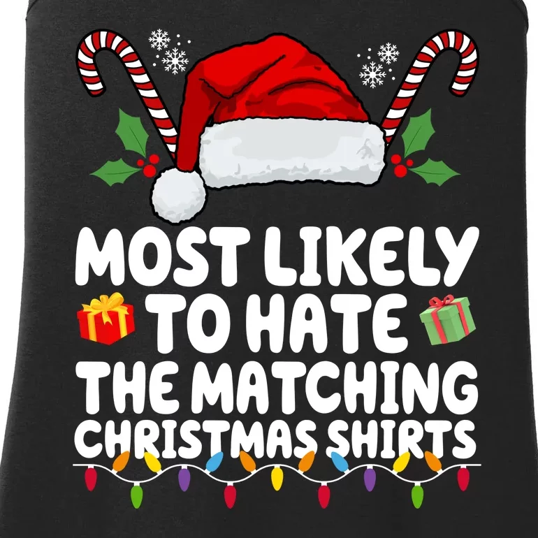 Most Likely To Hat The Matching Christmas Shirts Ladies Essential Tank