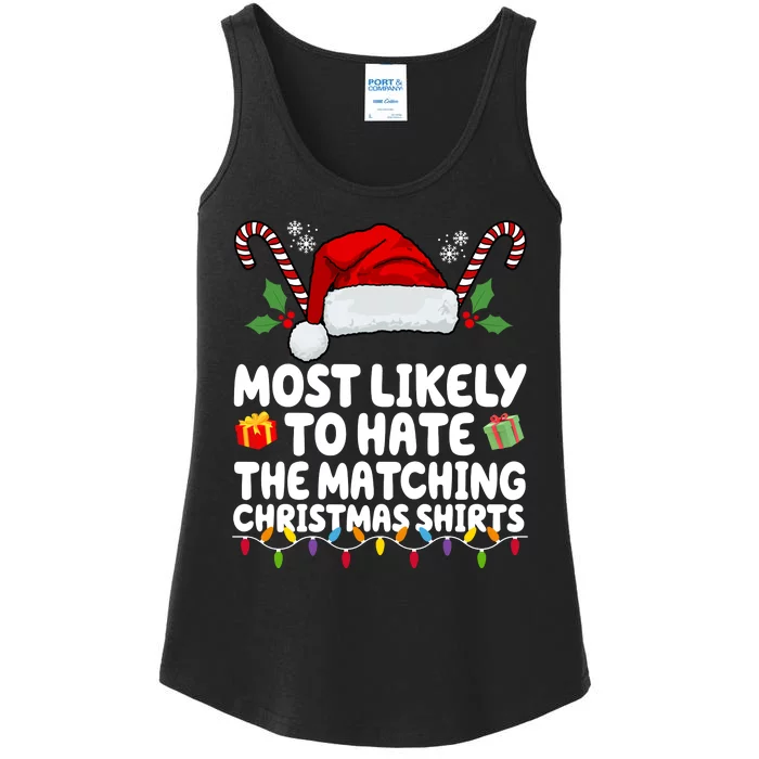 Most Likely To Hat The Matching Christmas Shirts Ladies Essential Tank