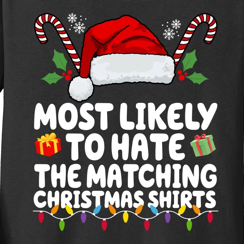 Most Likely To Hat The Matching Christmas Shirts Kids Long Sleeve Shirt