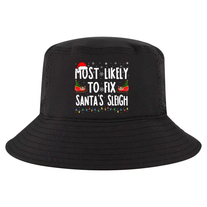 Most Likely to Fix Santa Sleigh Family Matching xmas Cool Comfort Performance Bucket Hat