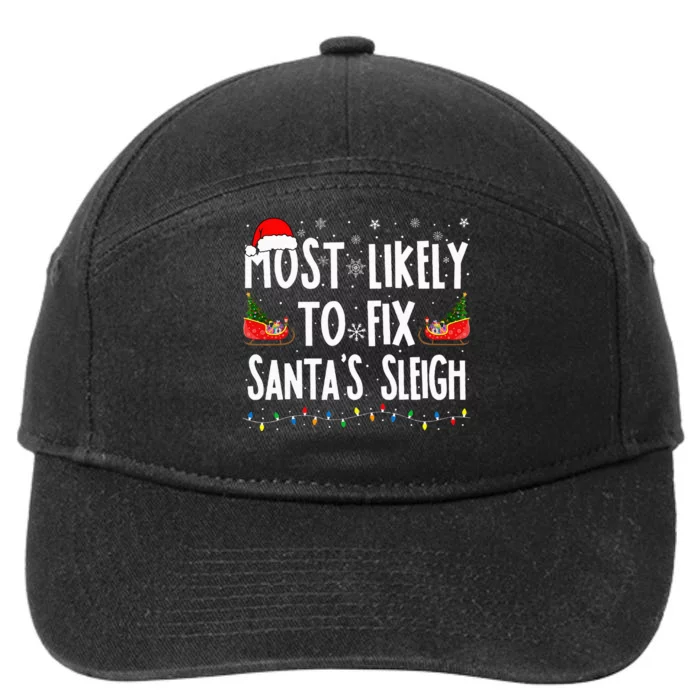 Most Likely to Fix Santa Sleigh Family Matching xmas 7-Panel Snapback Hat