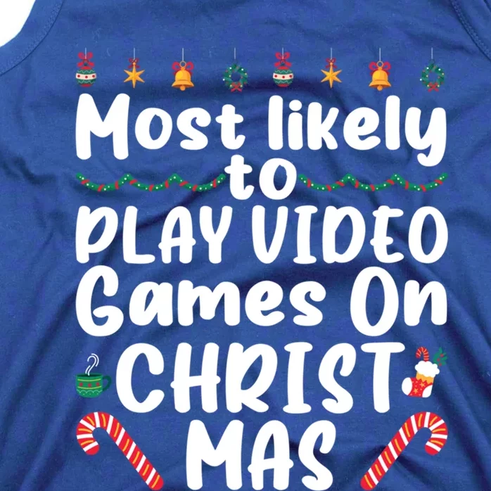 Most Likely To Play Video Games On Christmas Party Costume Funny Gift Tank Top