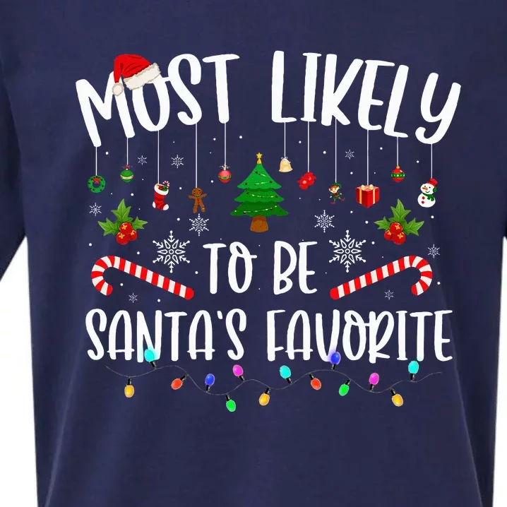 Most Likely To Be Santa's Favorite Christmas Family Matching Sueded Cloud Jersey T-Shirt