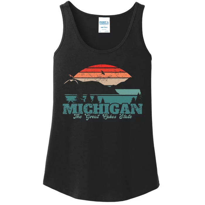 Michigan Lake The Great Lakes State Proud Michigander Ladies Essential Tank