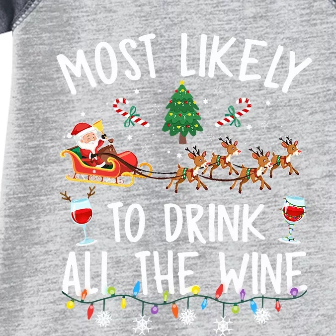 Most Likely To Drink All The Wine Family Matching Christmas Infant Baby Jersey Bodysuit