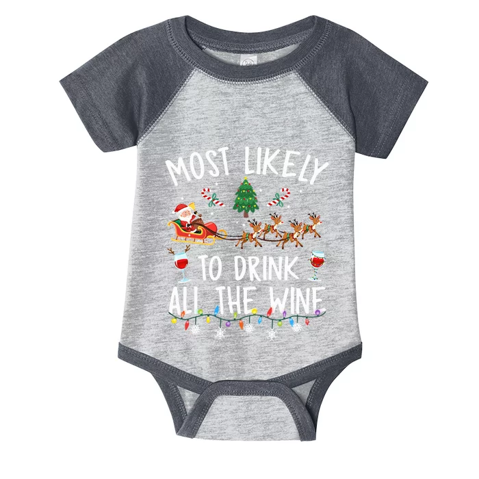 Most Likely To Drink All The Wine Family Matching Christmas Infant Baby Jersey Bodysuit