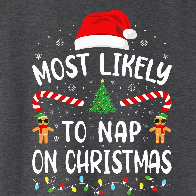 Most Likely To Nap On Christmas Squad Family Joke Costume Women's Crop Top Tee