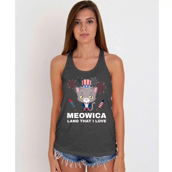 Meowica Land That I Love Usa Gift Women's Knotted Racerback Tank