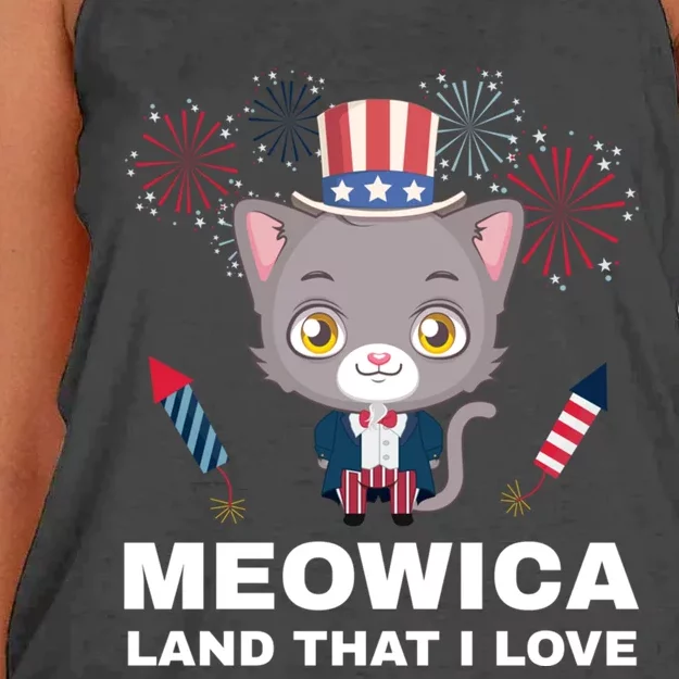 Meowica Land That I Love Usa Gift Women's Knotted Racerback Tank