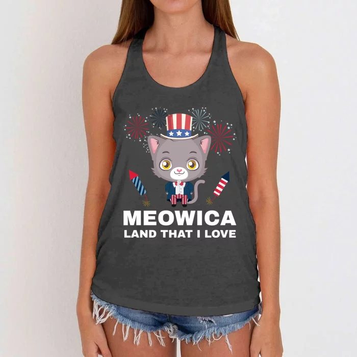 Meowica Land That I Love Usa Gift Women's Knotted Racerback Tank