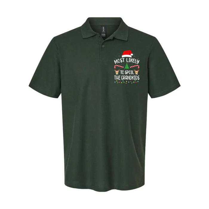 Most Likely To Spoil The Grand family Joke Christmas Softstyle Adult Sport Polo