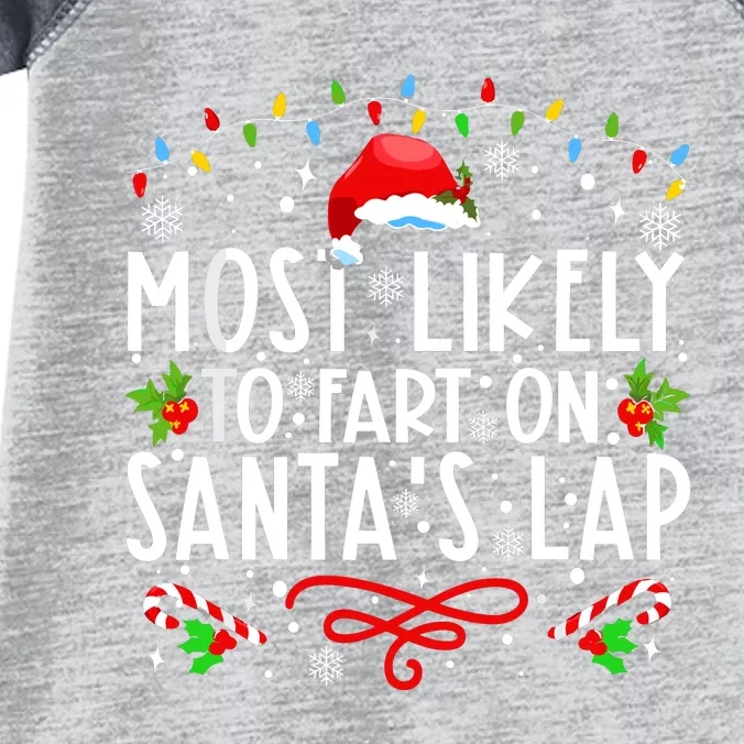 Most Likely To Fart On Santas Lap Family Matching Christmas Infant Baby Jersey Bodysuit