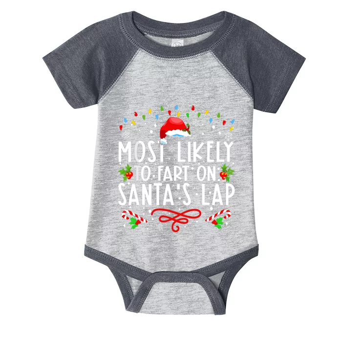 Most Likely To Fart On Santas Lap Family Matching Christmas Infant Baby Jersey Bodysuit