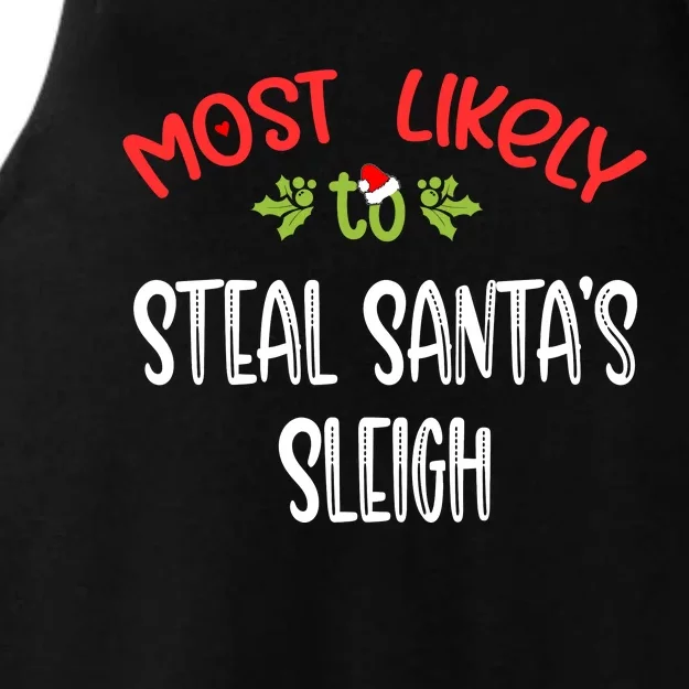 Most Likely To Christmas Steal Santa's Sleigh Family Group Ladies Tri-Blend Wicking Tank