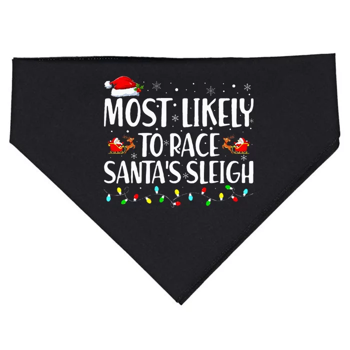 Most Likely To Race Santa's Sleigh Family Christmas Pajamas USA-Made Doggie Bandana