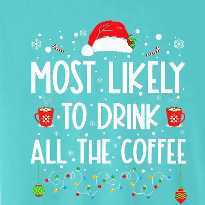 Most Likely To Drink All The Coffee Funny Family Christmas ChromaSoft Performance T-Shirt