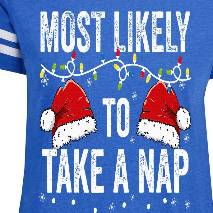 Most Likely To Take A Nap Matching Christmas For Family Enza Ladies Jersey Football T-Shirt