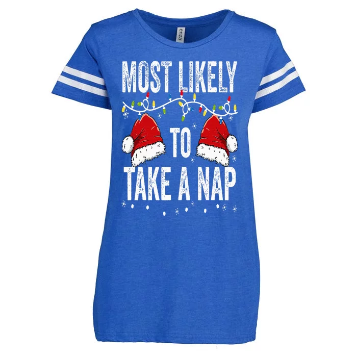 Most Likely To Take A Nap Matching Christmas For Family Enza Ladies Jersey Football T-Shirt