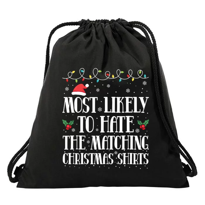 Most Likely To Hat The Matching Christmas Family Reunion Drawstring Bag