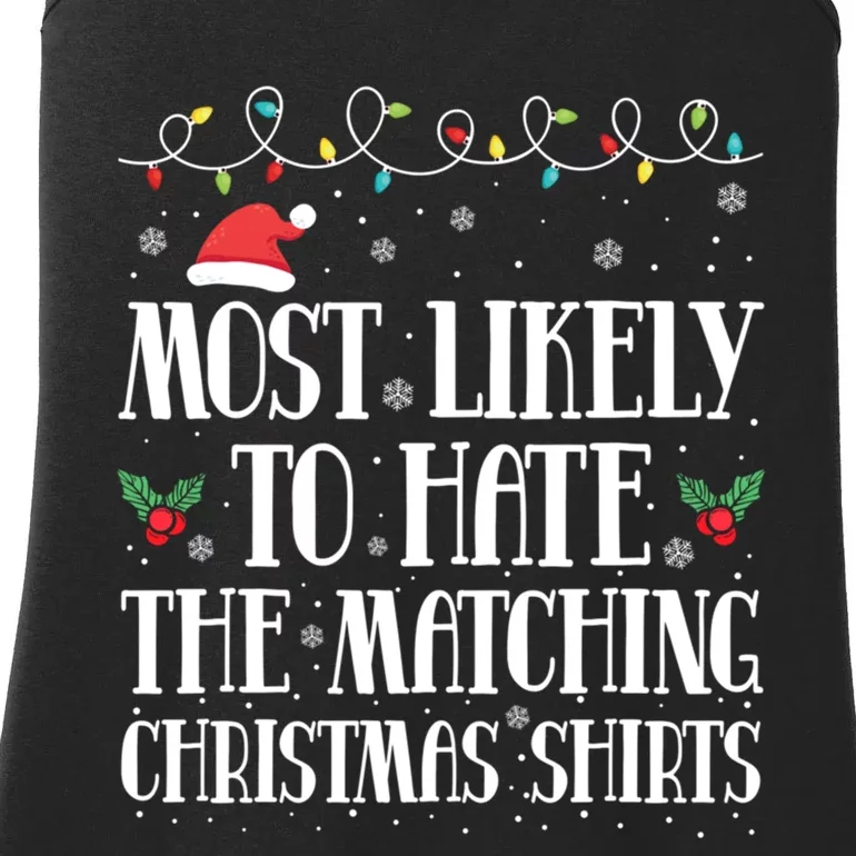 Most Likely To Hat The Matching Christmas Family Reunion Ladies Essential Tank