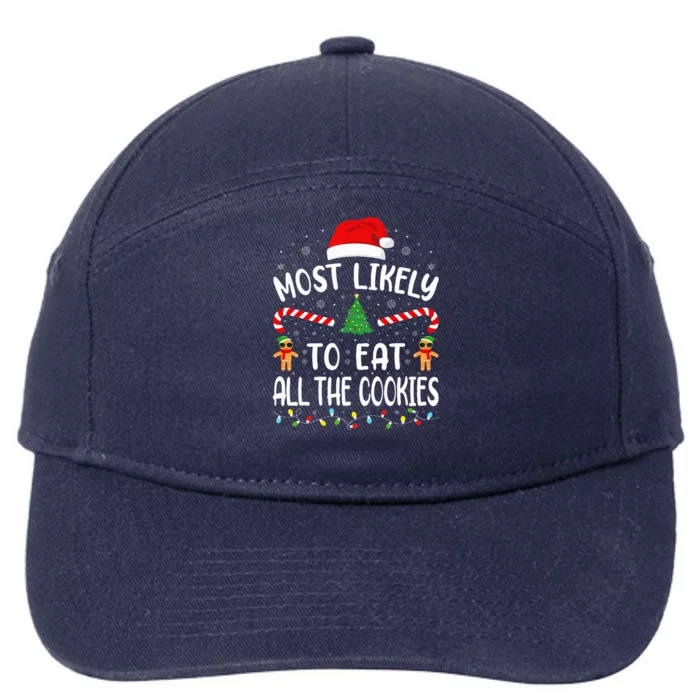 Most Likely To Eat All the Cookies Family Joke Christmas 7-Panel Snapback Hat