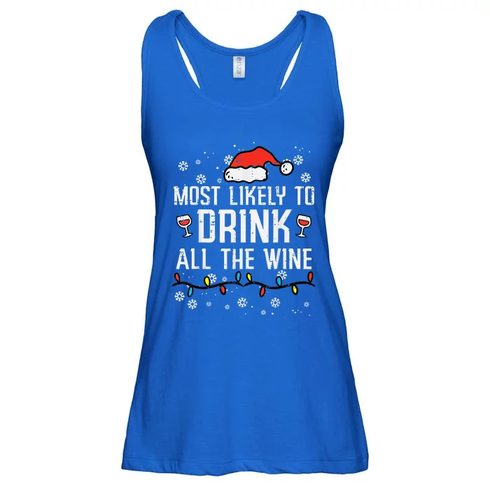 Most Likely To Drink All The Wine Family Matching Christmas Ladies Essential Flowy Tank