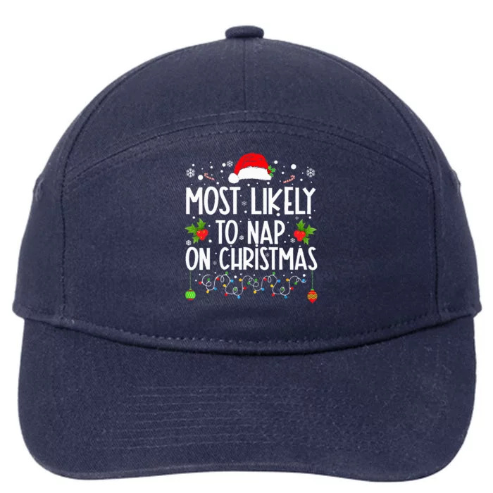 Most Likely To Nap On Christmas Family Christmas Pajamas 7-Panel Snapback Hat