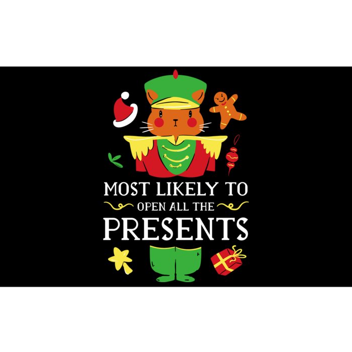 Most Likely To Open All The Presents Funny Christmas Cat Santa Bumper Sticker