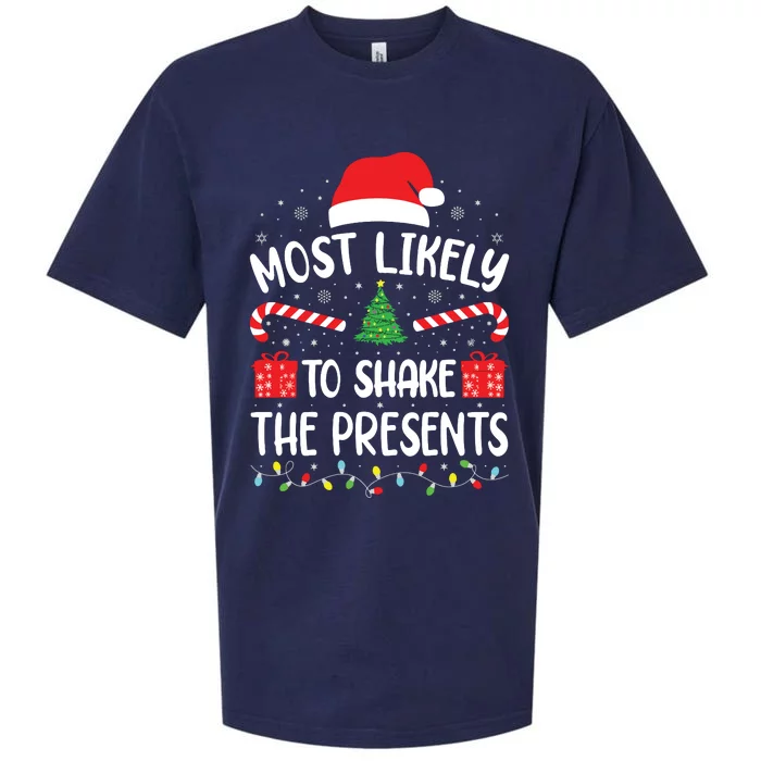 Most Likely To Shake The Presents Squad Family Christmas Sueded Cloud Jersey T-Shirt