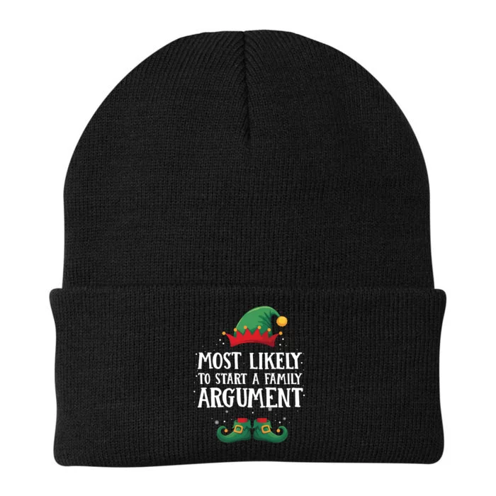 Most Likely To Start Family Argument Matching Christmas Elf Knit Cap Winter Beanie