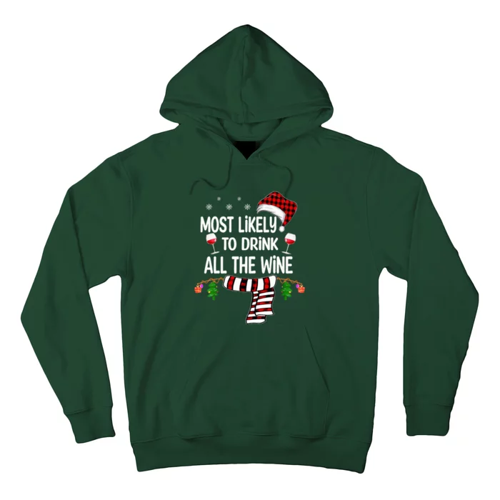 Most Likely To Drink All The Wine Family Christmas Pajamas Hoodie