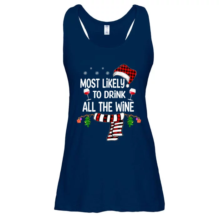 Most Likely To Drink All The Wine Family Christmas Pajamas Ladies Essential Flowy Tank