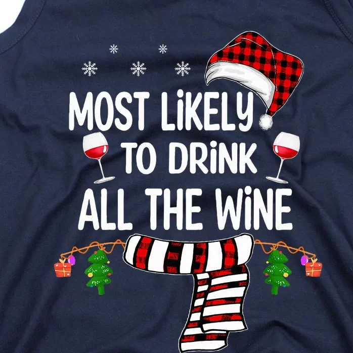 Most Likely To Drink All The Wine Family Christmas Pajamas Tank Top